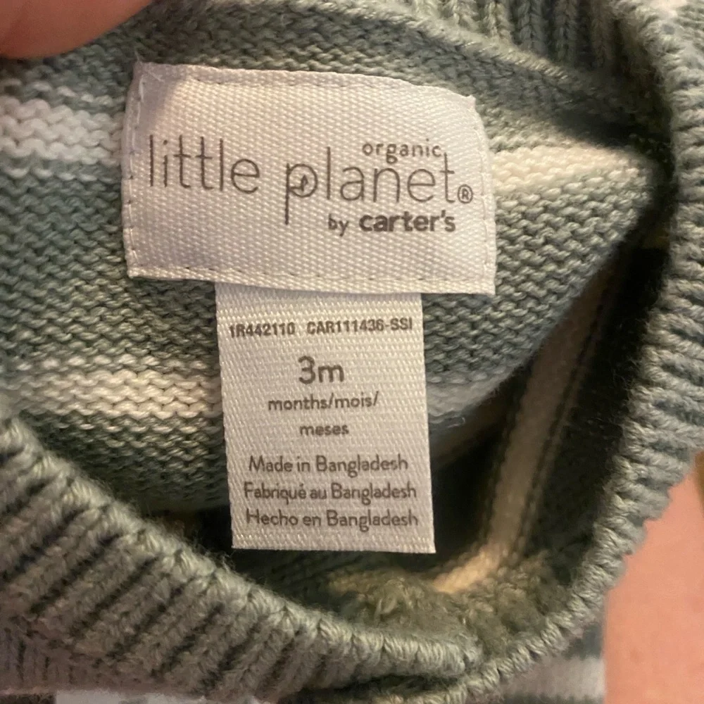 One Piece Onesie organic cotton Gray white striped New size 3 month 😊